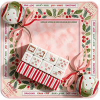 Set Mahjong Kustom Liburan Musim Dingin, Motif Cat Air Nutcracker Pohon Natal Bola Salju Ubin Mahjong Amerika