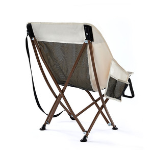 Chaise pliante d'extérieur kaki, chaise inclinable portable pour jardin et camping avec dossier en maille et poche latérale - Product Image 1