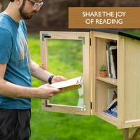Caja de almacenamiento de madera maciza, exhibición creativa de correo al aire libre y gabinete de almacenamiento de archivos de libros para el hogar, caja de libros de biblioteca para compartir libros