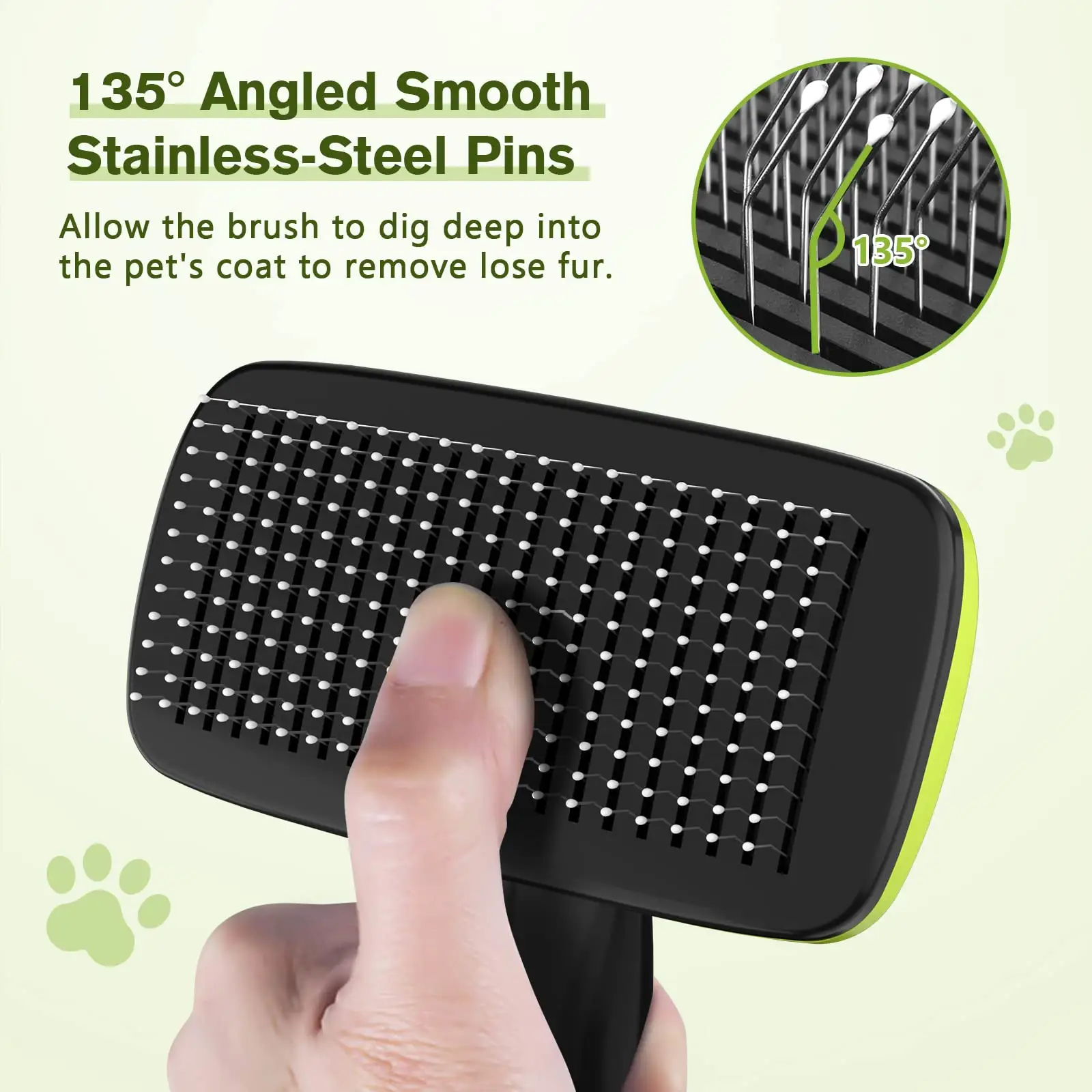Escova de cabelo de animais de estimação com fios de aço inoxidável autolimpante personalizada para cães e gatos