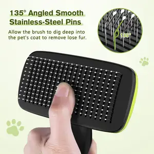 사용자 정의 자체 청소 스테인레스 스틸 와이어 애완 동물 머리 손질 도구 개와 고양이 흘리기 슬리커 브러시