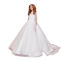Robe de demoiselle d'honneur élégante et luxueuse en dentelle blanche à manches longues avec nœud dans le dos et perles lourdes, style fée, nouvelle collection S0303R