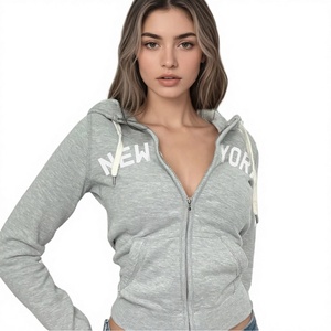 Sudadera con capucha retro de invierno estilo americano con bordado frontal, estampado digital, cierre de cremallera en la cintura, corte regular, sexy, casual, deportiva, ODM - Product Image 4