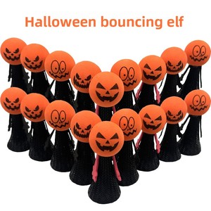 Halloween nouveauté et jouet bâillon poupée de doigt sautant moyenne tête de citrouille et elfe rebondissant tête de citrouille en plastique poupée de doigt - Product Image 4