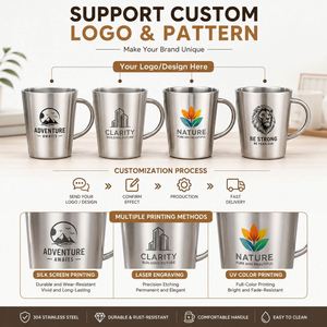 Personalized 300Ml Stainless Steel Coffee Double Wall <b>Insulated</b> Metal <b>Mug</b> With Handle for Promotional Gifts - Product Image 5