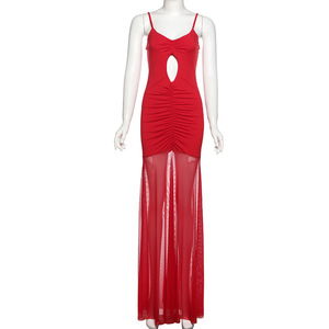 Vestidos Elegantes de Malla con Cordones y Escote Halter en Color Sólido para Mujer, Nueva Colección Sexy - Product Image 3