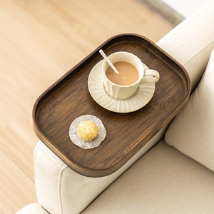 <b>Sofa</b> Armrest <b>Tray</b> Wooden Mini Table With Remote Holder For Couch Living Room Use - Product Image 3