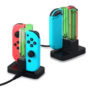 Estação de carregamento com luz LED 4 em 1 para Nintendo Joycon Base de carregamento doca de carregamento para controlador Joy Cons TNS-875