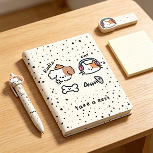 Cute Koala Cat Printed <b>Notepad</b> With Dots Pattern Take A Rest Design PP Cover Sewing Binding <b>A5</b> Size - Product Image 5