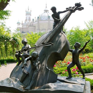 Vendita calda giardino a grandezza naturale paesaggio decorativo in bronzo musicista <span class=keywords><strong>chitarrista</strong></span> scultura - Product Image 1