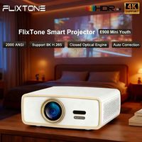 Mini Proyector LED Flixtone E900 para Jóvenes, 2K 4K 8K, 2000 ANSI Lúmenes, Full HD 1080P, 2G 32GB, Cine en Casa, Portátil, LCD, Smart Beamer