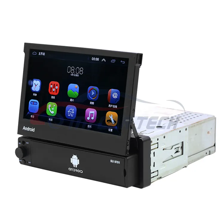 1 DIN 7" Flip Up GPS Navigation Car Stereo MP5 Player Radio BT Blue-tooth 1+16G android GPS