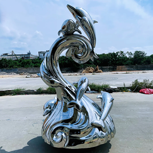 Escultura de ballena de resina de fibra de vidrio hecha a medida, estatua de arte al aire libre hueca para decoración de plaza de la ciudad - Product Image 3