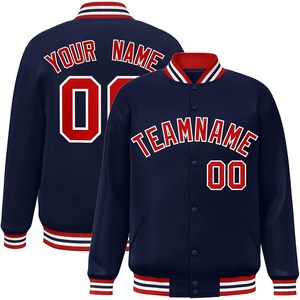 Veste de baseball personnalisée pour homme, style Letterman, avec nom et numéro de l'équipe brodés, en tissu PU sportif pour l'automne, col rabattable - Product Image 1