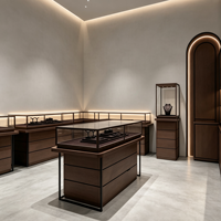 Moderne Luxus Schmuck Display Showcase LED-Beleuchtung Direkter Fabrik verkauf für Einkaufs zentren Holz Edelstahl Aluminium Eisen