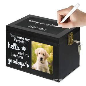 Pet Urn Rectangle Wooden <b>Storage</b> <b>Box</b> With <b>Photo</b> Memorial For Dog Cat Pet Ashes Keep Safe Secure - Product Image 4