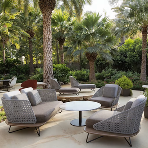 Juego de sofás de cuerda para jardín, estante de acero inoxidable, muebles de exterior, 3 plazas, sofá de aluminio blanco para exteriores, Salón gris, envío gratis - Product Image 1