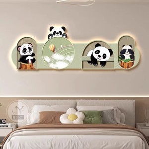 Decorazione per <span class=keywords><strong>Camera</strong></span> da Letto, Panda Cartoon, Dipinto in Porcellana con Cristalli da Appendere al Comodino, Luce LED Luminosa per Camere di Bambini e Bambine - Product Image 3