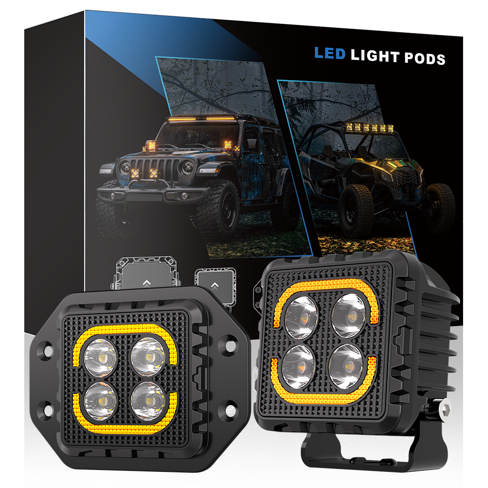 DXZ BF3-A4 3Inch Square LED Work Light 20W for Engineering Vehicle Off-road Truck Driving/Spot/Fog/Warning Lights