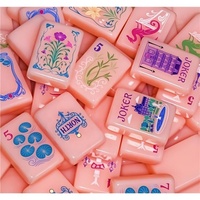 Tuiles de Mahjong américaines en acrylique personnalisées, design rose uni, motif dessin animé Paris, pour les réunions de famille, ensemble de Mahjong pour le divertissement