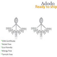 Boucles d'oreilles clous fantaisie en argent 925, motif branche florale, moissanite marquise, fabrication artisanale, sans danger pour la peau, pour usage quotidien