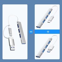 Hub d'extension USB 3.0 Type-C deux-en-un avec 4 ports, station d'accueil multifonction, séparateur d'ordinateur
