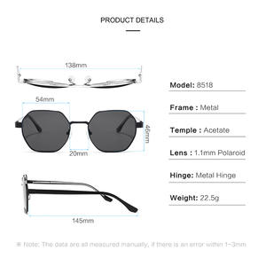 Nuevas Gafas de Sol Poligonales con Marco Metálico y Patillas de Acetato, Protección UV400 para Mujer, Ideales para Viajes, Conducir y Moda - Product Image 2