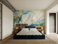 Panneau mural en marbre doré moderne Décoration imperméable ignifuge Effet fluorescent Décoration intérieure pour hôtel Salon