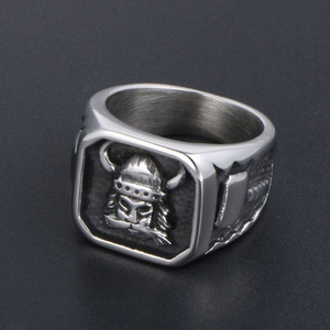 Viking <b>Ring</b> <b>Titanium</b> Steel Men's Skeleton Design Antique Finish SA999 Gift Jewelry - Product Image 3
