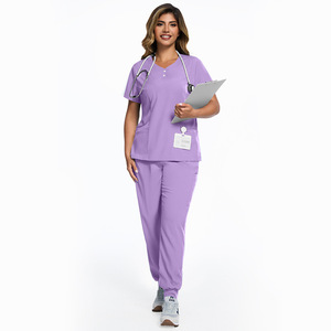 42162 Conjuntos <span class=keywords><strong>de</strong></span> Uniformes Médicos <span class=keywords><strong>de</strong></span> Dos Piezas en Verde Oscuro, Tejidos a Mano con Spandex/Poliéster, para Doctores <span class=keywords><strong>y</strong></span> Enfermeras - Product Image 6