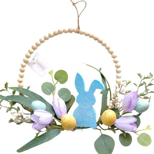 Prezzo all'ingrosso della fabbrica per la casa <span class=keywords><strong>fiori</strong></span> ornamentali fatti a mano corona cerchio <span class=keywords><strong>con</strong></span> coniglietto di pasqua per la primavera festa di pasqua porta uso - Product Image 5