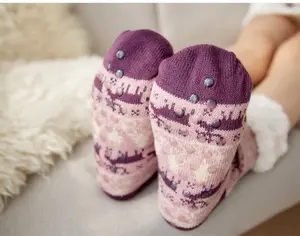 Chaussette de sol super douce confortable hiver thermique intérieur chaussette floue femmes épais sherpa moelleux pantoufles chaussettes