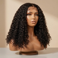 Perruques Afro Kinky Curly pas chères en cheveux humains vierges brésiliens, perruque Lace Front avec dentelle transparente, perruque complète sans colle