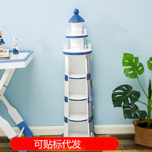 Armoire de présentation en bois massif de style méditerranéen, 29x100x20cm, étagère de rangement pour la décoration de la maison - Product Image 5