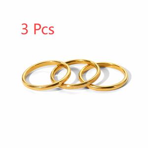 Minimalist <b>Plain</b> Titanium Steel <b>Ring</b> 18k Gold Finish Stackable Unisex Fashion Jewelry Gift - Product Image 4