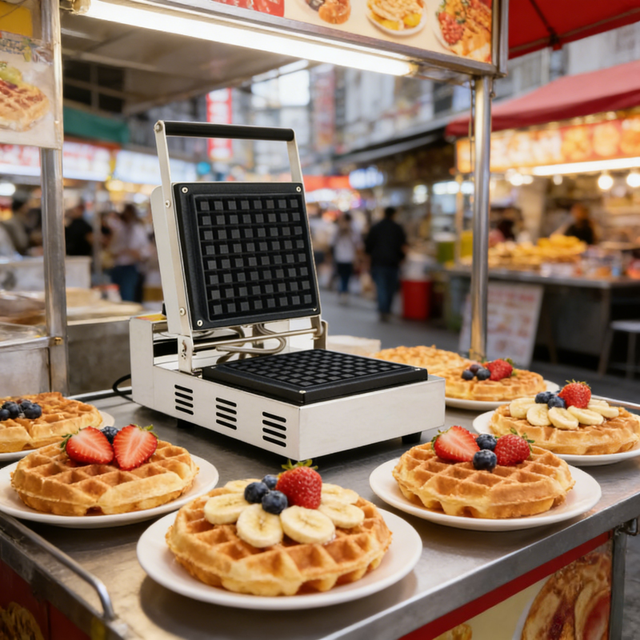 Electric Waffle Maker Machine Stainless Steel Commercial Waffle Maker for Bakery and Pastry Shop