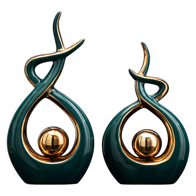 Modern Light Luxury Furnishings Living Room Wine Cabinet TV Cabinet Ceramic Handicraft European Abstract Home Accessories