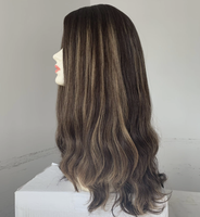 Perruque bouclée brun clair avec bonnet, nœuds blanchis indétectables, dessus en soie multidirectionnel, cheveux Remy de qualité salon, perruque casher juive