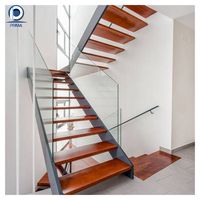 Maßgefertigte Gerade Holztreppe für Innenbereich, Robuste Rutschfeste Stufen, Verschleißfest mit Langer Lebensdauer
