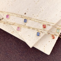 Bracelet à breloques Xinfly en or massif 18 carats avec saphir arc-en-ciel, pierres précieuses multicolores taille émeraude, chaîne trombone double couche, bijoux fins