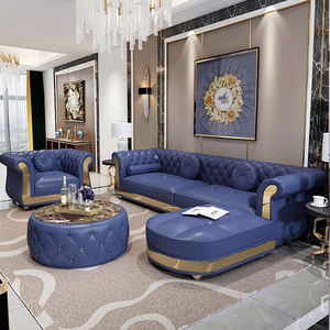 أريكة تشيسترفيلد الفاخرة أثاث غرفة معيشة للفنادق والمكاتب المنزلية طقم أريكة جلد مودرن - Product Image 6