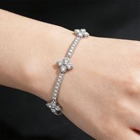 Starsgem 4 yaprak yonca yuvarlak kesim Lab elmas 18K katı altın Lab oluşturulan elmas bilezik