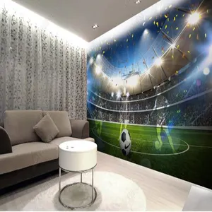 Kertas Dinding Foto Sepak Bola 3D Khusus Kertas Dinding Mural Stadion Bertema Olahraga Sepak Bola untuk Ruang Tamu