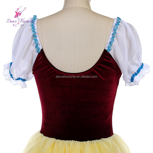 26005 Body da Danza Romantica in Tulle Morbido <span class=keywords><strong>Giallo</strong></span> con Corpetto Bordeaux - <span class=keywords><strong>Tutù</strong></span> da Balletto - Product Image 6