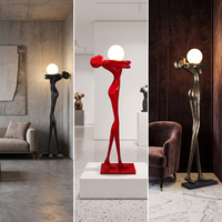 Lampe sur pied en résine sculptée en forme humaine abstraite artistique, lampe LED pour hôtel, hall d'accueil, espace d'exposition, décoration