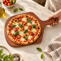 Planche à pizza en bois d'ébène avec long manche, plateau de service en bois pour pizza, pain, fromage et charcuterie