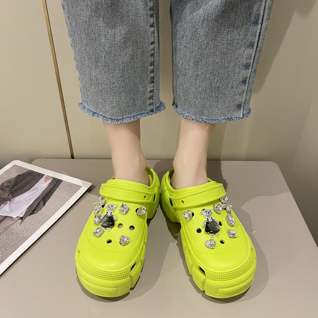 Vendita calda carino estate tacchi alti da 6cm plateau pantofole