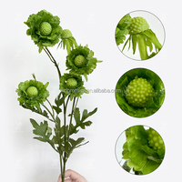 Promise Green Chrysanthemum Faux Fleur à tige unique avec des feuilles de branche entières pour les décorations de Noël à l'école à la maison Fleur en vrac