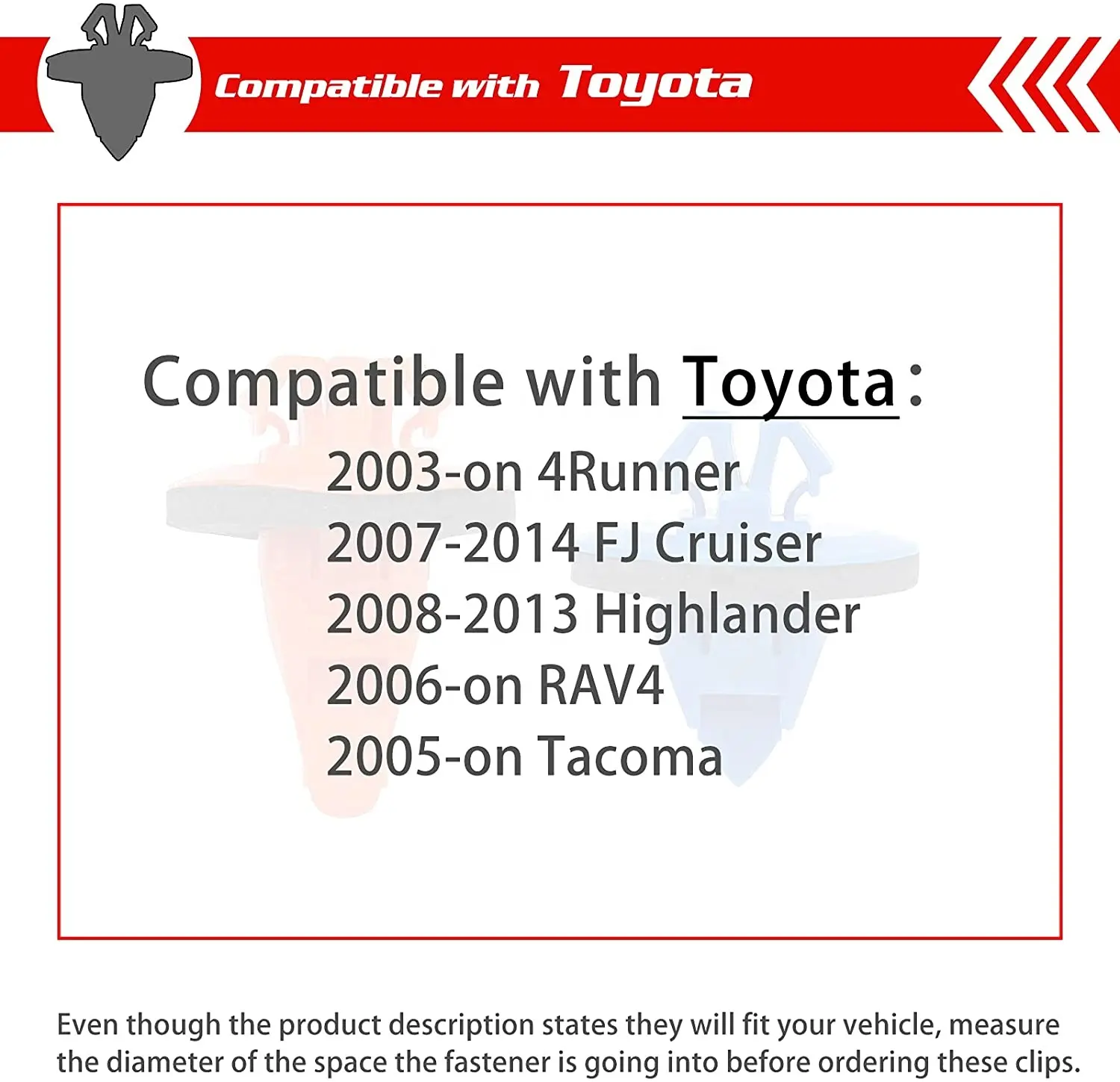 Clips de retenedor de moldura para guardabarros, Clips de ajuste de puerta de empuje para Toyota 4Runner Highlander RAV4 OE: 75495-35010