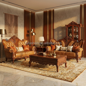 FF&E personnalisés |   Ensemble de canapés en cuir capitonné en bois massif sculpté à la main |   Histoire traditionnelle |   Projet Villa & Salon VIP |   Prêt pour l'ISPM-15 - Product Image 5
